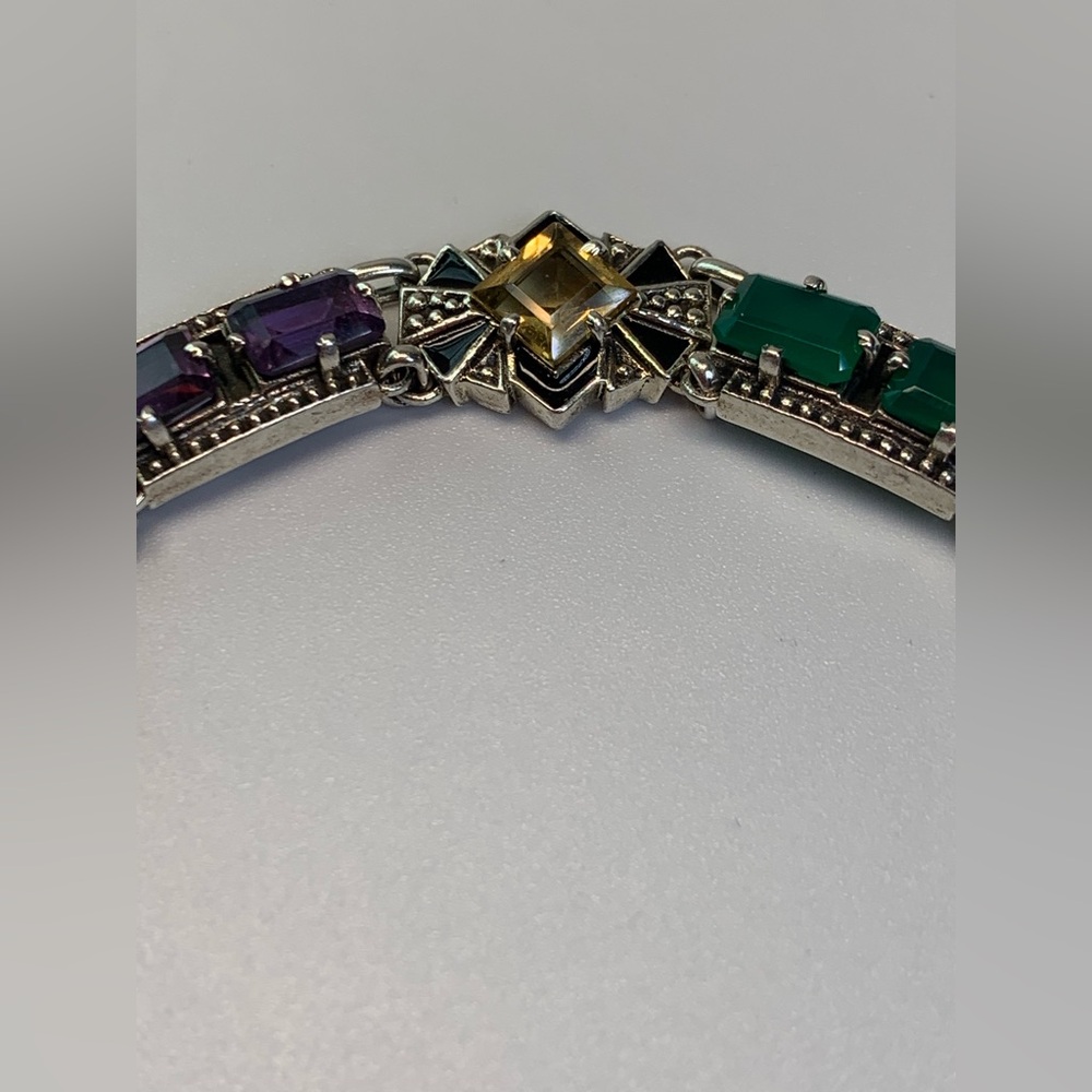 Nicky Butler Rare Sterling w/Faceted Citrine, Amethyst Green Chalcedony Bracelet - Picture 12 of 15